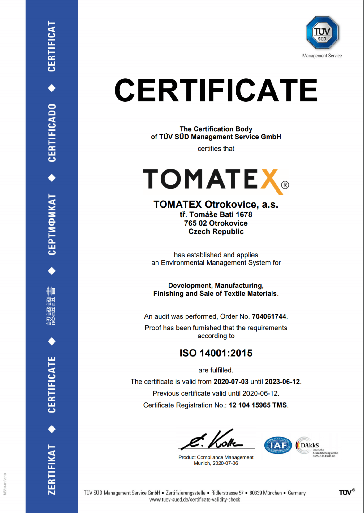 ISO 14001:2015 EN TOMATEX