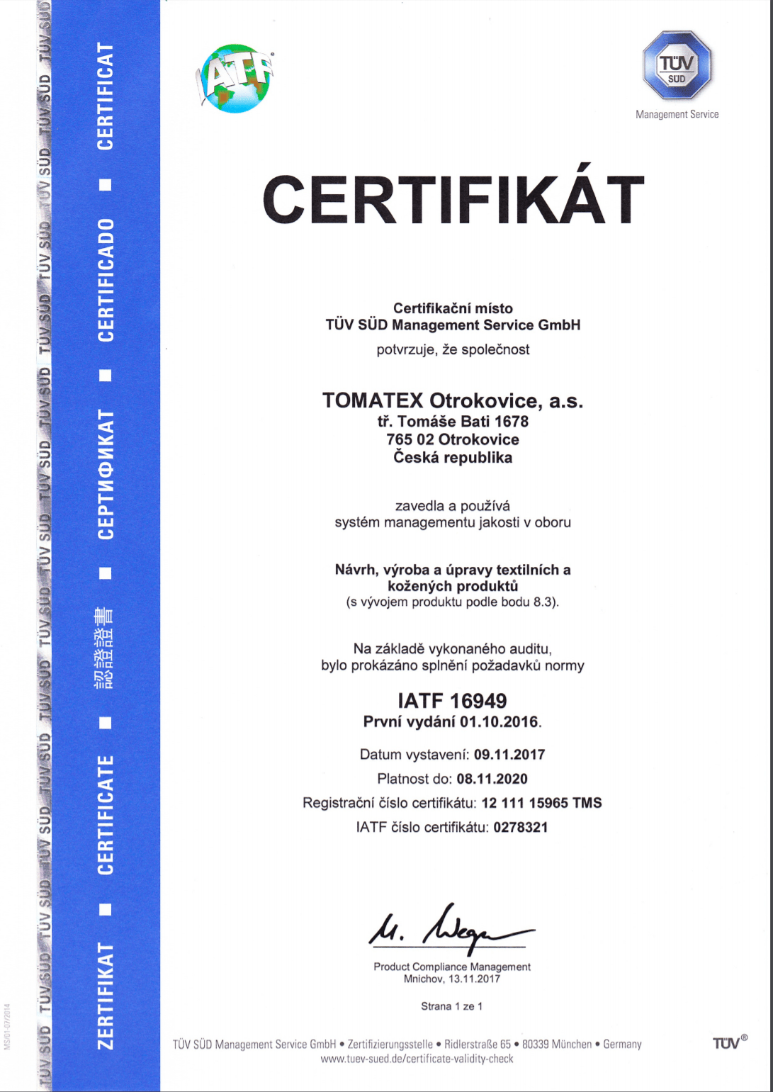 IATF 16949_CZ TOMATEX